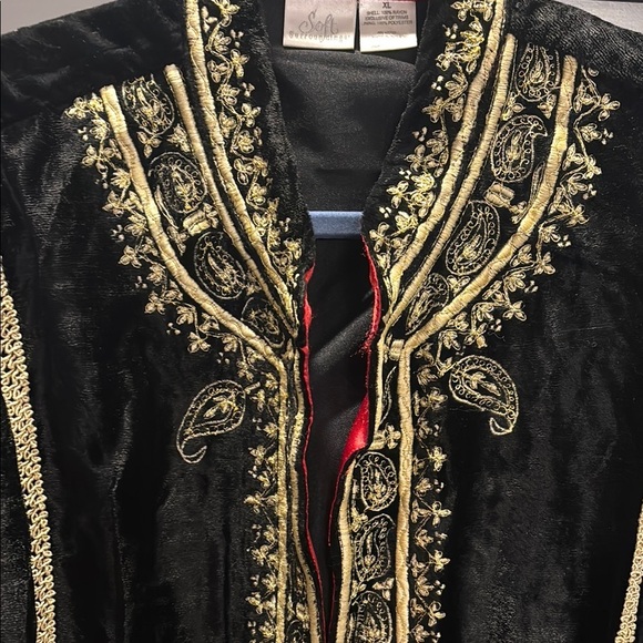 Soft Surroundings Sz XL Romantic Rich Black Velvet Art-to-Wear Open Jacket - Picture 2 of 7